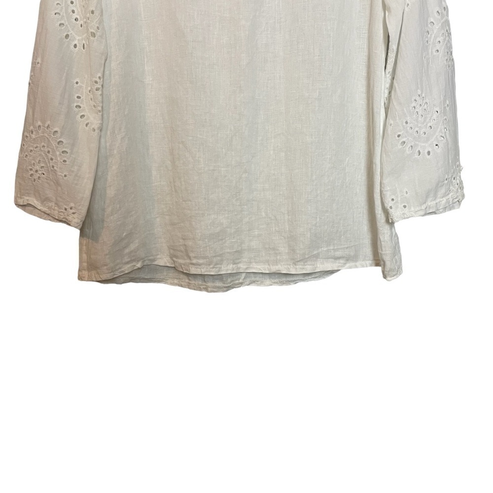 Francesca Bettini Made In Italy 100% Linen Eyelet Detailed Top Sz. S - Picture 2 of 10